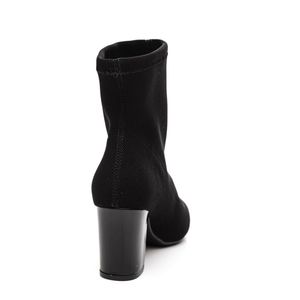 Bota Via Marte  Cano Médio Feminina Salto Grosso Knit Malha  032-006 Preto