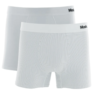 Kit 2 Cuecas Mash  Boxer Microfibra Lisa E Listrada - 151.01 Branco