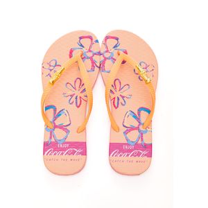Chinelo Coca-Cola Shoes Feminino Flowers Cc4286 Rosa Claro