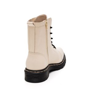 Bota Cravo & Canela Coturno Feminino Janis Couro  85653c Off-White
