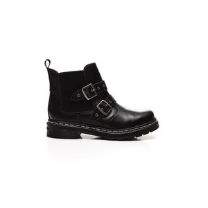 Bota Cravo E Canela Coturno Feminino Em Couro Com Fivelas 3121.1224 Preto