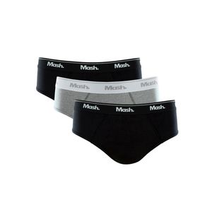 Kit Com 3 Cuecas Mash  Slip Masculino Basic 010.04 Preto