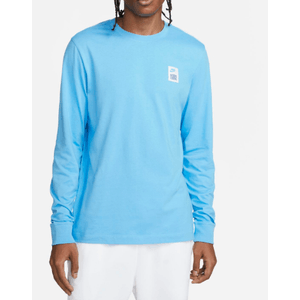 Camiseta Nike Casual Masculina Manga Longa Tee Logo Dc7817-010 Azul