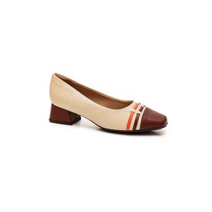 Sapato Piccadilly Salto Baixo Feminino Texturizado 16007 Off-White