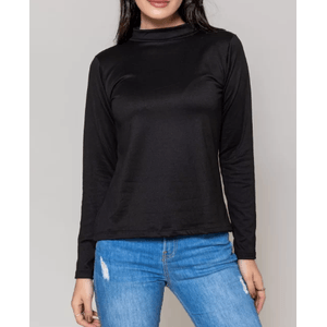 Blusa Chá De Mel Feminina Viscolycra Gola Alta Monga Longa 773 Preto