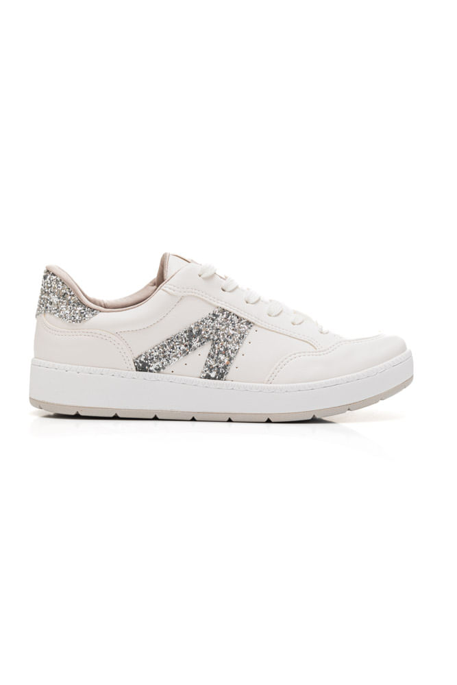 Tênis Via Marte Casual Feminina Glitter 076-001 Branco