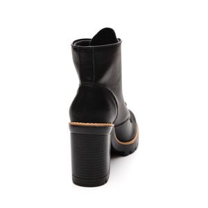 Bota Coturno Via Marte Tratorada  Feminna Salto Grosso 006-001-02 Preto