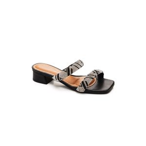 Tamanco Vizzano Com Salto Baixo Feminino E Strass 6454.122 Preto