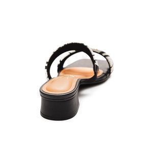 Tamanco Vizzano Com Salto Baixo Feminino E Strass 6454.122 Preto