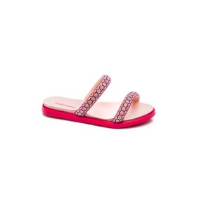 Chinelo Molekinha Rasteira Infantil Menina Strass 2312.255 Pink