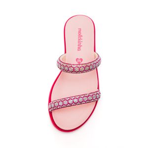 Chinelo Molekinha Rasteira Infantil Menina Strass 2312.255 Pink
