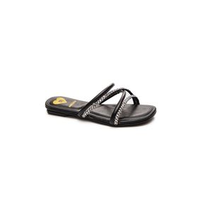 Chinelo Molekinha Rasteira Juvenil Menina Strass 2354 Preto