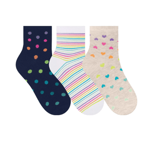 Kit 3 Meias Selene Soquete Feminina Estampada 7740.001 Sortido