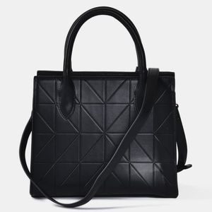 Bolsa Via Marte Quadrada Alça Com Fivela Feminina Costuras B1-116-01 Preto