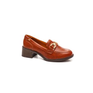 Sapato Mocassim Dakota Salto Bloco Baixo Feminino G9762 Caramelo