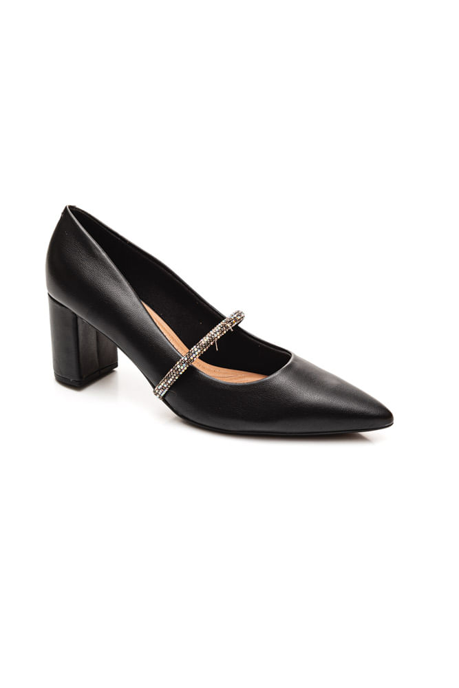 Sapato Beira Rio Scarpin Feminino Salto Grosso Strass 4241.230 Preto