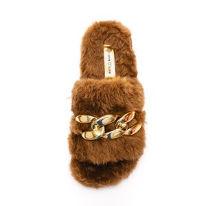 Pantufa  Love De Luxe Chinelo Feminino Slide Peluciado 9.204 Marrom