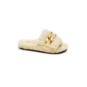 Pantufa  Love De Luxe Chinelo Feminino Slide Peluciado 9.204 Off-White