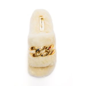 Pantufa  Love De Luxe Chinelo Feminino Slide Peluciado 9.204 Off-White