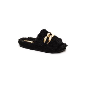 Pantufa  Love De Luxe Chinelo Feminino Slide Peluciado 9.202 Preto