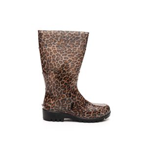 Bota Baspan Galocha Cano Médio Feminina Com Estampa De Onça Animal Print