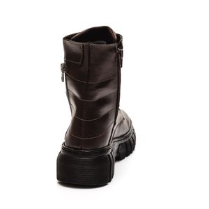 Bota Fork Coturno Feminino Tratorada Couro 307 Marrom
