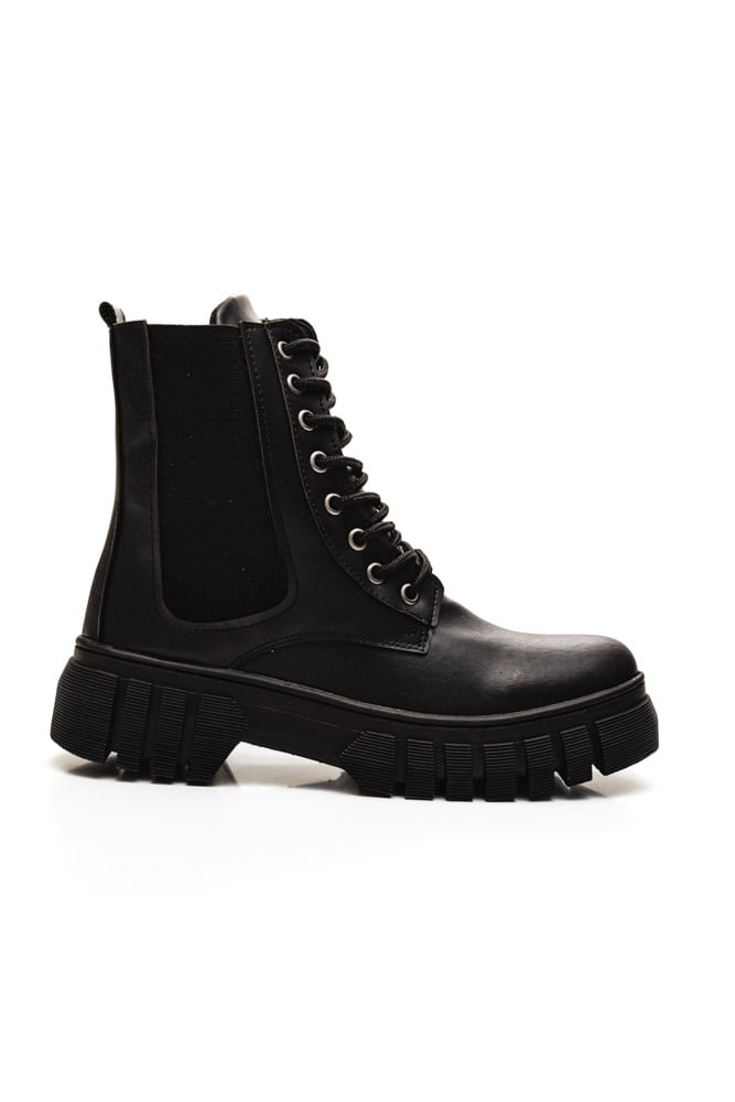 Bota Fork Coturno Feminino Tratorada Couro 305 Preto