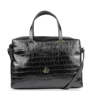 Bolsa Linea Bella Bowling Muriel Média Croco 538 Preto
