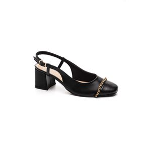 Sapato Ramarim Slingback Feminino Salto Bloco  2417132-02 Preto