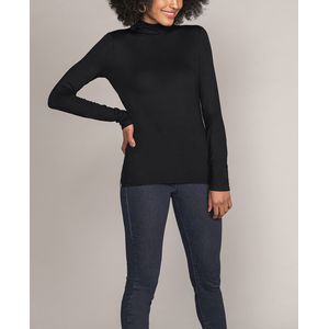 Blusa Manga Longa Básica Malha Gola Alta Lunender 00060 Preto