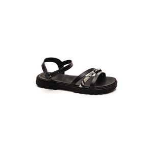 Sandalia Molekinha Confortavel Juvenil Menina Tira Strass 2344.128 Preto