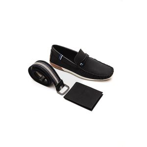 Kit West Line Sapato Mocassim Cinto E Carteira  Masculino 135799 Kit Preto