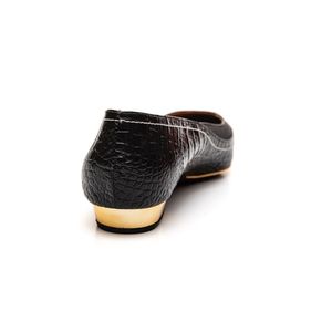Sapatilha Dina Mirtz De Bico Fino Em Couro 941 Preto