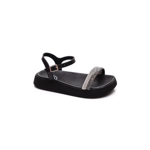 Sandalia Molekinha  Papete Infantil Menina Cm Strass 2358.104 Preto