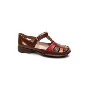Sapatilha J.Gean Feminina Em Couro Lock Confort Scarlet Da0065 Castanho