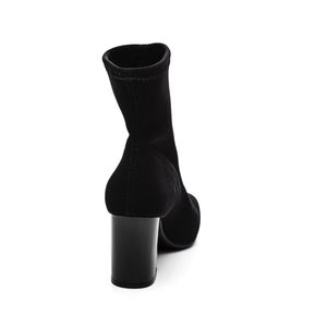 Bota Via Marte De Salto Alto Feminina Em Lycra 024-007-01 Preto
