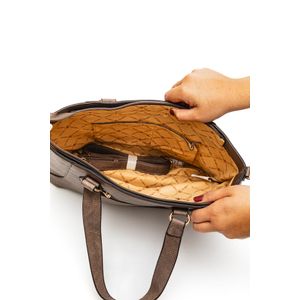 Bolsa Luxcel Feminina Tote Bag Alça Dupla Bg72707 Marrom