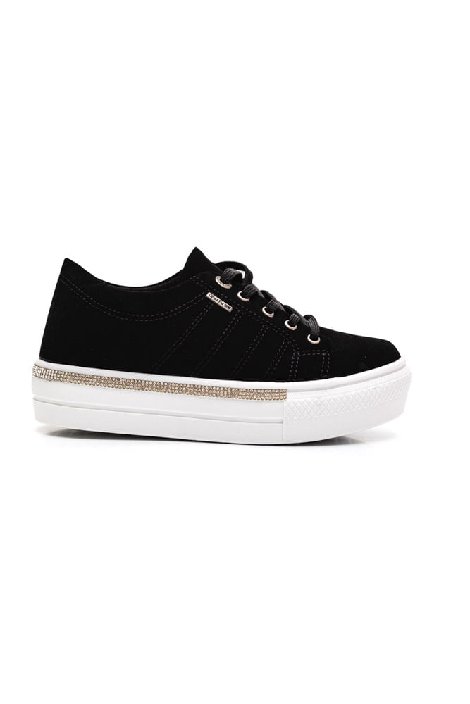 Tênis Sophia Almeida Casual Feminino Strass 69328man Preto
