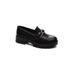 Sapato Via Marte Mocassim Feminino Corrente 083-005 Preto
