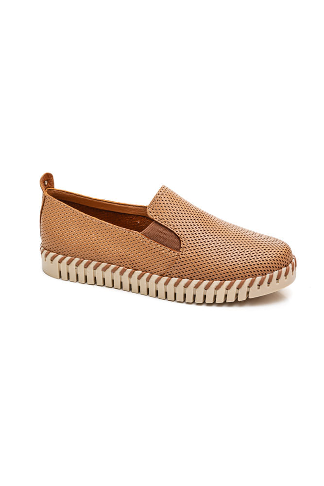 Tênis Bottero Slip On Feminino Twister Couro 354326 Bege