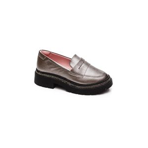 Sapato Molekinha Mocassim Juvenil Menina Strass 2576.201 Prata
