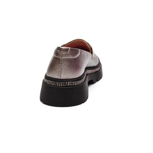 Sapato Molekinha Mocassim Juvenil Menina Strass 2576.201 Prata