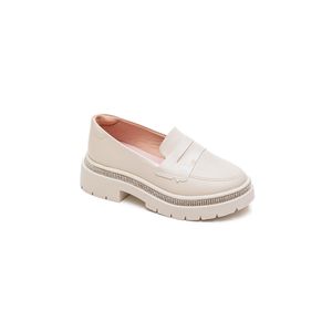 Sapato Molekinha Mocassim Juvenil Menina Strass 2576.201 Off-White