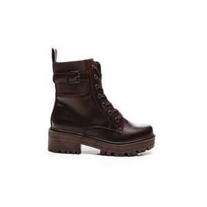 Bota Mooncity Coturno Feminino Cadarço 72231 Marrom