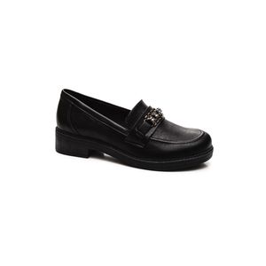 Sapato Via Marte Mocassim Feminino Brilho 011-004 Preto