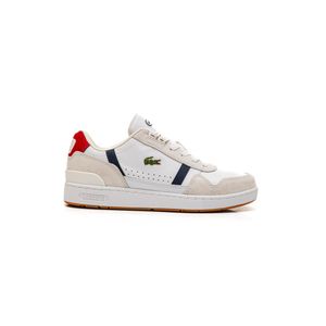 Tênis De Couro Lacoste Tricolor Masculino T-Clip 40sma0048br407 Branco