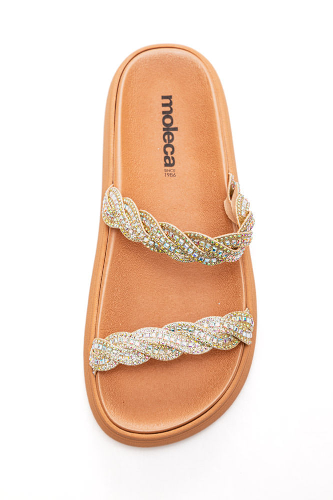 Chinelo Moleca Rasteira Feminino Strass 5469.133 Nude