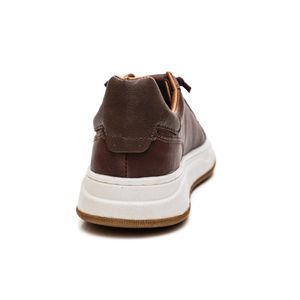 Tênis  Fork Em Couro Masculino  Calce Fácil 50261 Marrom