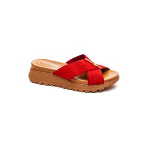 Tamanco Modare Ultra Conforto Feminino Elástico Tira Cruzada - 7142.101 Vermelho