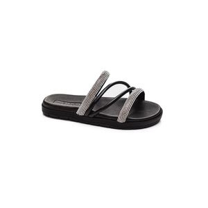 Chinelo Molekinha Rasteira Juvenil Menina Strass 2352.107 Preto